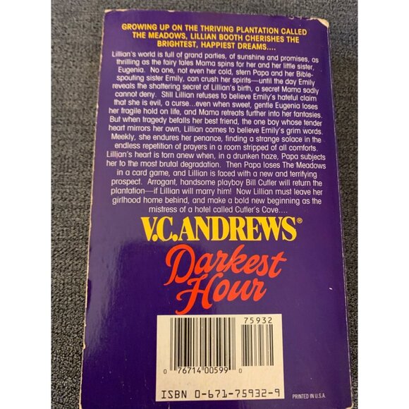V.C. Andrews "Darkest Hour" Paperback Book - Picture 2 of 5